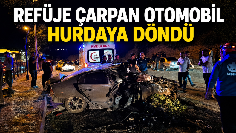 Kontrolden Çıkan Otomobil Refüje Çarptı